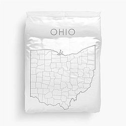 Ohio Silver State Counties Map Duvet Cover