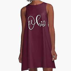 Ohio Calligraphy Typography A-Line Dress