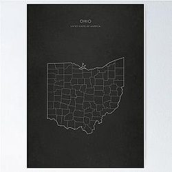 Ohio Silver State Counties Map Poster