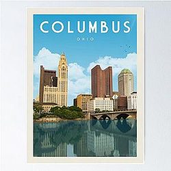 Columbus Ohio Vintage Travel Poster