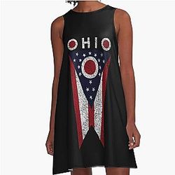 Ohio State Flag A-Line Dress