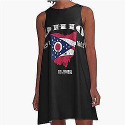 Vintage Ohio US State Flag Map Columbus Maxi Dress