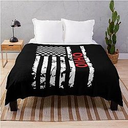 Ohio American Flag Throw Blanket
