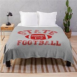 Ohio State Distressed Football Fan Throw Blanket