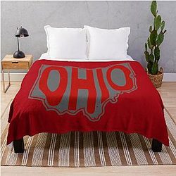 Ohio Gray Red Throw Blanket
