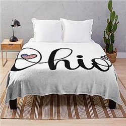 I Love Ohio Change It To Ohio Script With Heart Shaped Flag Throw Blanket