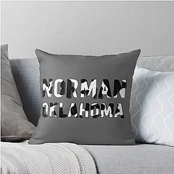 Norman Oklahoma Cow Print Throw Pillow