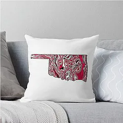 Crimson and Cream Oklahoma Throw Pillow