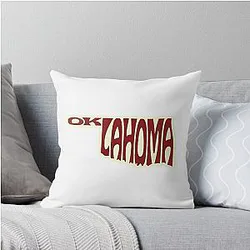 Oklahoma Cream Red Letters Throw Pillow