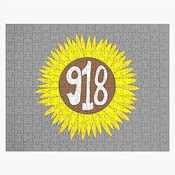 Hand Drawn Oklahoma Sunflower 918 Area Code Jigsaw Puzzle