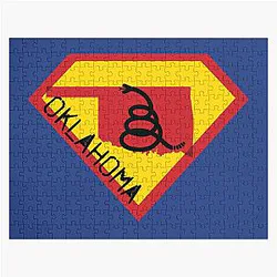 OKLAHOMAN SOONER SHIELD - Freedom Is The Superpower - Modern Gadsden Snake Flag - Dont Tread On Me OKLAHOMA spellout design Jigsaw Puzzle