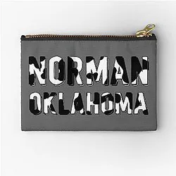 Norman Oklahoma Cow Print Zipper Pouch