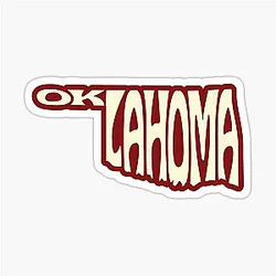 Oklahoma Red Letter Cream Sticker