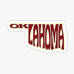 Oklahoma Cream Red Letter Sticker