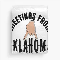 Greetings from the University of Oklahoma Horns Down Duvet Cover