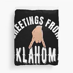 Greetings From Oklahoma University Horns Duvet Cover