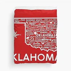 Oklahoma Map Duvet Cover