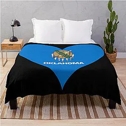 Oklahoma Heart Flag Throw Blanket