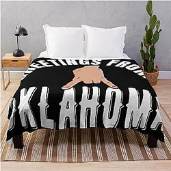 Greetings From Oklahoma University Horns Throw Blanket