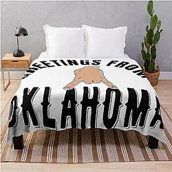 Greetings From Oklahoma University Horns Throw Blanket
