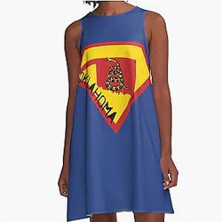 OKLAHOMAN OKIE SOONER SHIELD Freedom Is The Superpower Gadsden Snake Flag Dont Tread On Me OKLAHOMA spellout design A-Line Dress