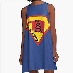 OKLAHOMAN OKIE SOONER SHIELD Freedom Is The Superpower Modern Gadsden Snake Flag Dont Tread On Me SUPERHERO OKLAHOMA A Line Dress