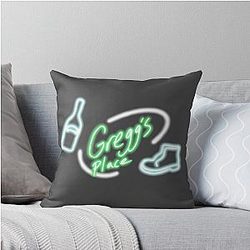 The Mighty Boosh Old Gregg's Place neon sign throw pillow