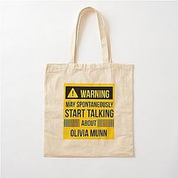 Warning may spontaneously start talking about Olivia Munn Cotton Tote Bag.