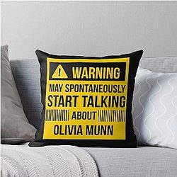 Warning may spontaneously start talking about Olivia Munn throw pillow.