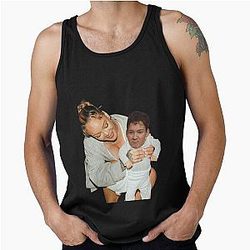 Rihanna and her son Omar Rudberg in a tank top