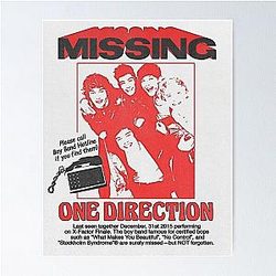 One Direction Red Missing Poster