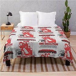 One Direction Red Missing Poster Throw Blanket