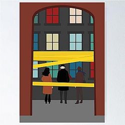 Only Murders In The Building Season 1 Fan Art Caution Tape & Colored Windows Poster