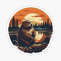Vintage Oregon Beaver Illustration Nature Art from the Pacific Northwest Sticker