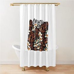 Floral Map of USA States/Oregon Map Shower Curtain