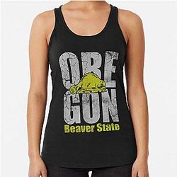 Retro Oregon Flag Beaver State Racer Tank Top