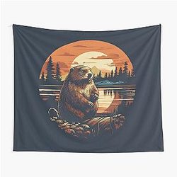 Vintage Oregon Beaver Illustration Nature Art from the PNW