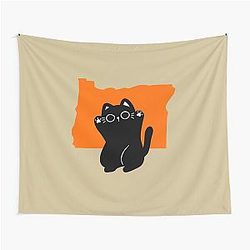 Happy Cat in Oregon State Pride for Lovers Tapestry