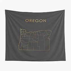 Oregon Gold State Counties Map Tapestry