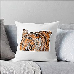 Orange and Black Oregon Throw Pillow