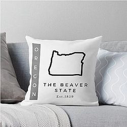 Minimalist US State Design Oregon Throw Pillow