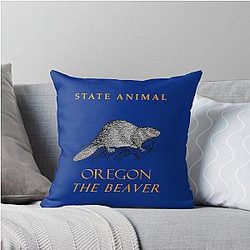 Oregon Territory The American Beaver Throw Pillow