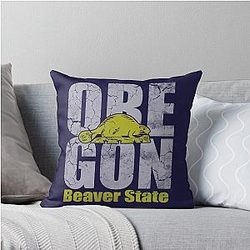 Vintage Oregon Beach State Throw Pillow