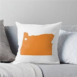 Oregon Love in Orange Throw Pillow