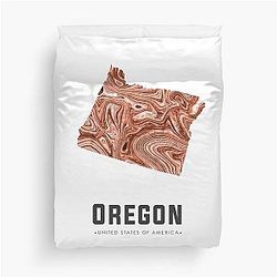 Oregon Map Art Brown Duvet Cover