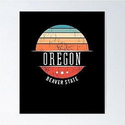 Vintage USA Oregon State Homestate Pride USA Travel Souvenir Poster