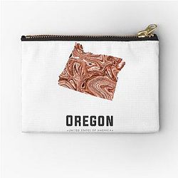 Oregon Map Art Abstract Brown Zipper Pouch