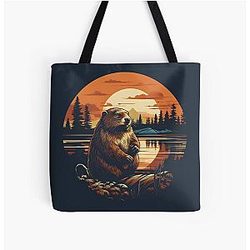 Vintage Oregon Beaver Illustration Nature Art from the PNW Tote Bag