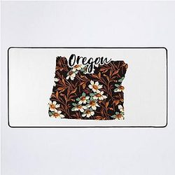 Floral Map of USA States Oregon Map Desk Mat