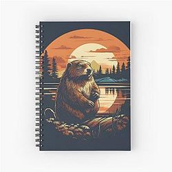 Vintage Oregon Beaver Illustration Nature Art from the Pacific Northwest Notebook
